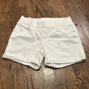 White maternity shorts